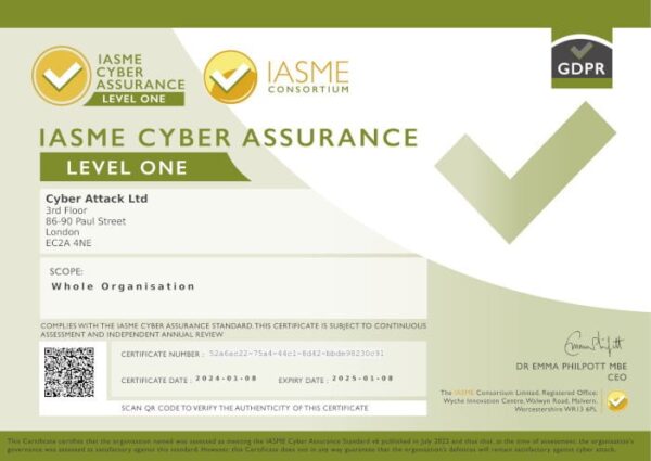 IASME Cyber Assurance Level One